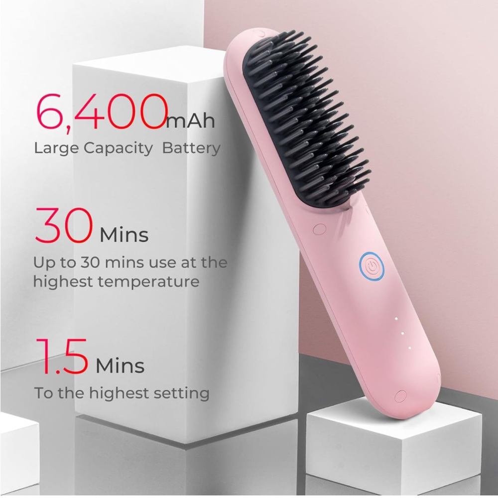 Portable hair straightening brush